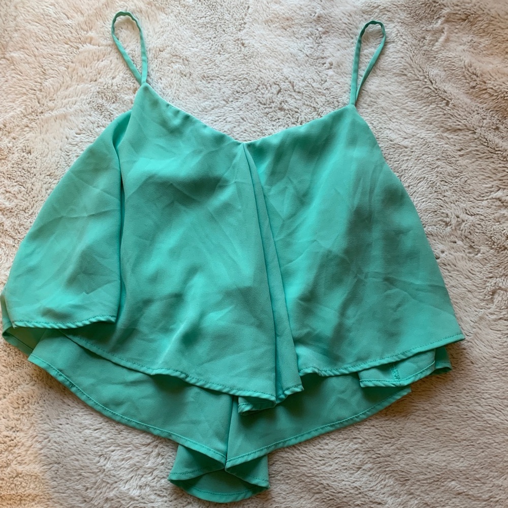 Teal flowy tank top